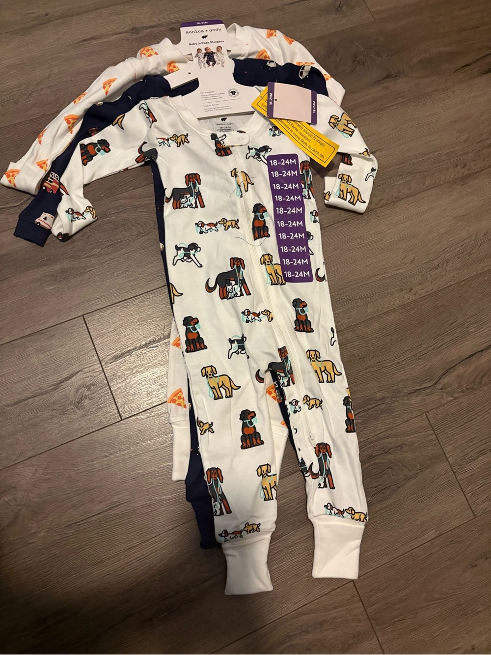 Baby Monica + Andy 3PK Cotton Sleepers Size 18-24M